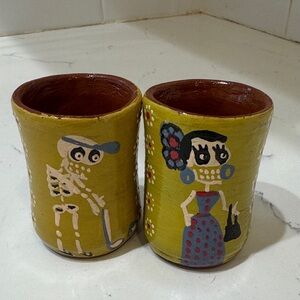 Handcrafted Skeleton Art Ceramic shot Cups